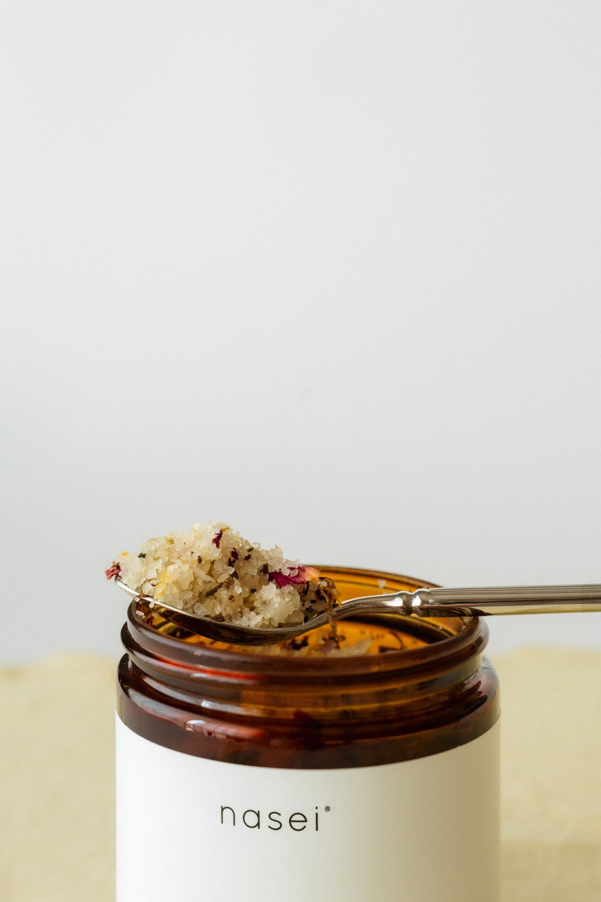 Relaxing bath salts with rose, calendula, and bergamot