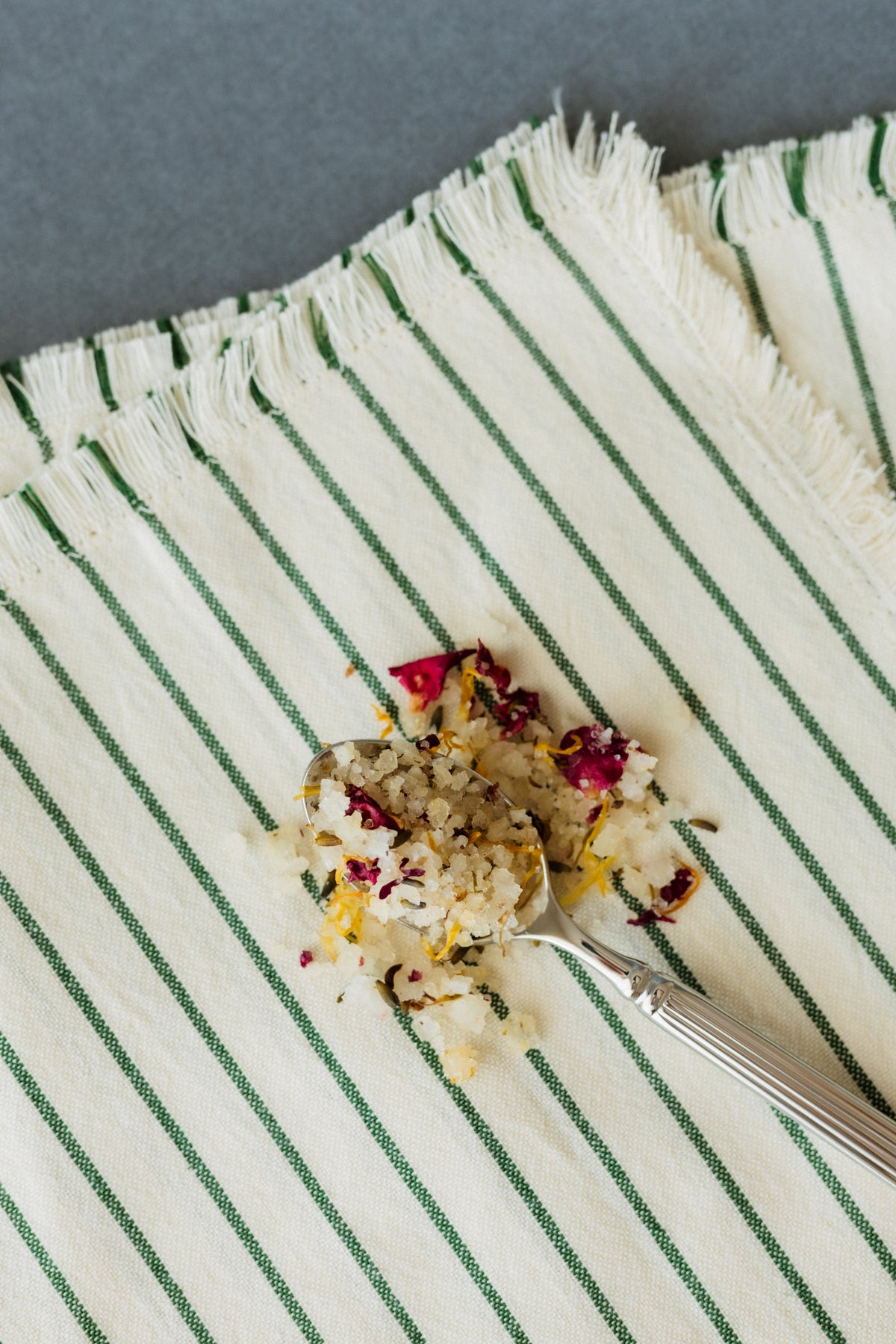 Relaxing bath salts with rose, calendula, and bergamot